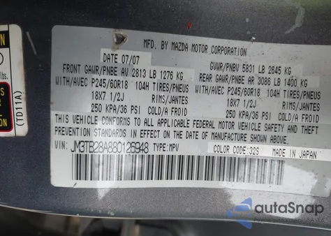 2008 Mazda Cx-9 Touring из США, поврежденный, VIN JM3TB28A880126948